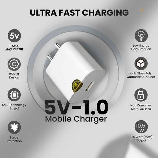 Techbuzzz 5W Fast Charger Adapter